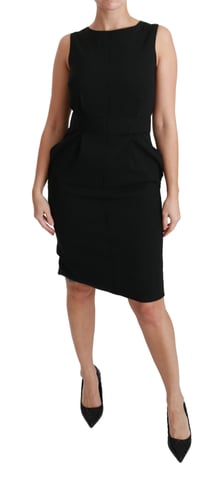 Dolce & Gabbana Black Floral Sheath Stretch Formal Dress