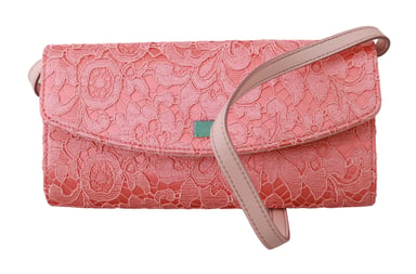 Dolce & Gabbana Pink Floral Lace Evening Long Clutch Cotton Bag