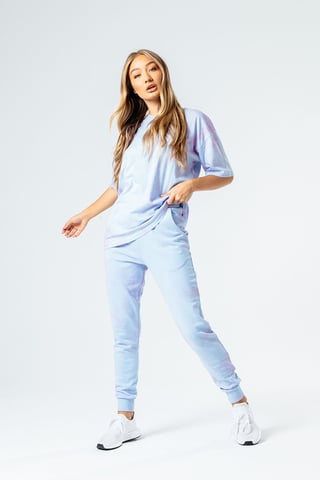 HYPE BLUE & PINK TIE DYE WOMEN'S OVERSIZED T-SHIRT