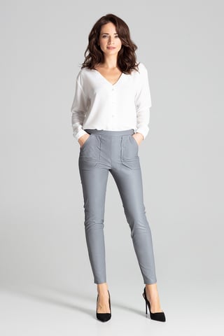 Grey Fitted Eco-leather Trousers
