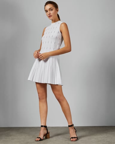 Ted Baker Lornia Stitch Detail Mockable Dress in Ivory