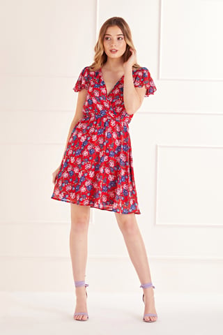 Floral Wrap Front Dress