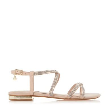 Dune Ladies NEVE Multiple Strap Diamante Embellished Flat Sandals