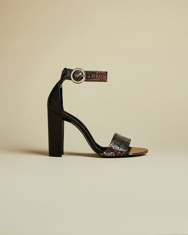 Ted Baker Secoaim Snake Embossed High Heeled Sandal in Black