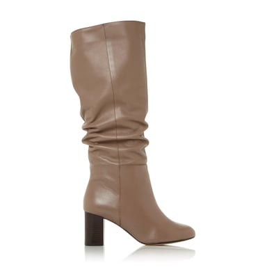 Dune Ladies SILENE Ruched Block Heel Knee High Boots