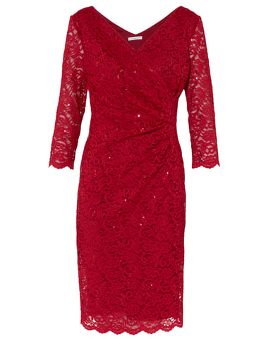 Gina Bacconi Aruna Sequin Lace Dress in Red
