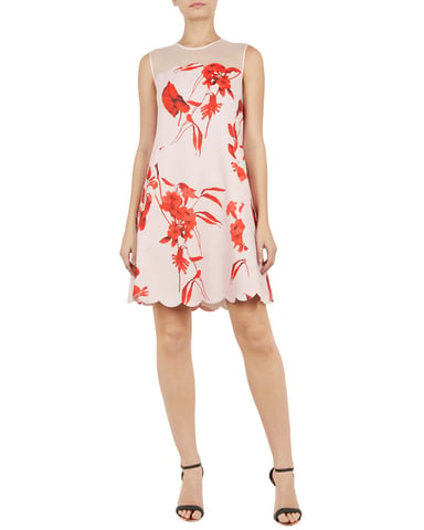 Ted Baker Jaazmin Fantasia Scallop Mini Dress in Pale Pink