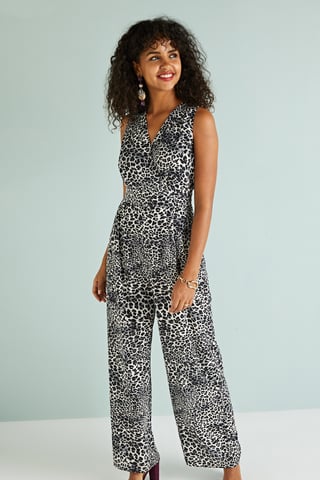 Leopard Print Wrap Jumpsuit