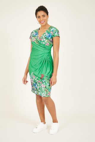 Yumi Green Cluster Floral Placement Tunic