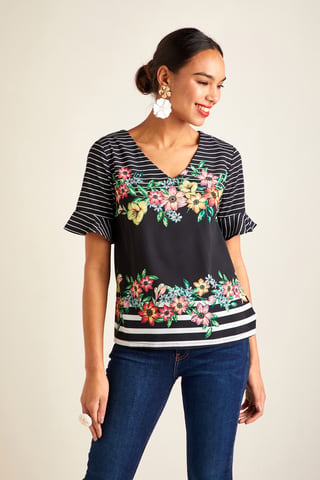 Floral Stripe Top
