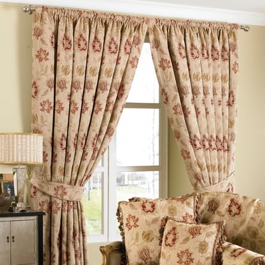 Zurich Floral Pencil Pleat Curtains