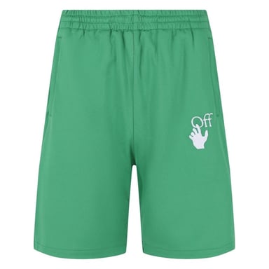 Off-White Hands Off Logo Skate Fit Green Track Sweat Shorts