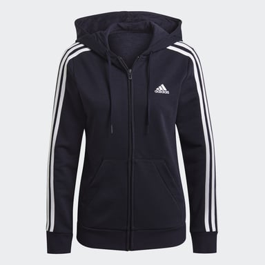 Essentials French Terry 3-Stripes Full-Zip Hoodie