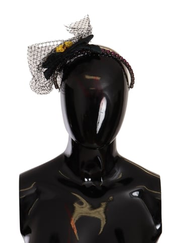 Dolce & Gabbana Women's Silver Tiara Crystals Fruits Black Mesh Diadem Headband