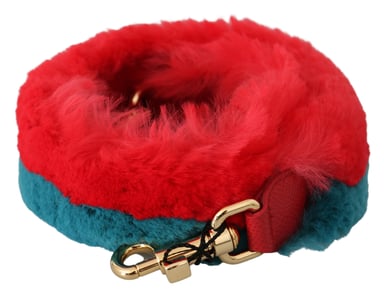 Dolce & Gabbana Women's Red and Blue Rabbit Fur Leather Shoulder Strap