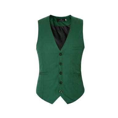 Slim Fit Effen Kleur Mode Vest Groen