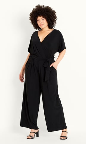 EVANS Women's Wrap Tie Belt Jumpsuit - black