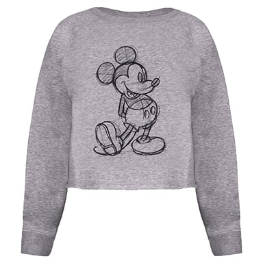 Disney Womens/Ladies Mickey Mouse Sketch Crop Sweatshirt (Sports Grey)