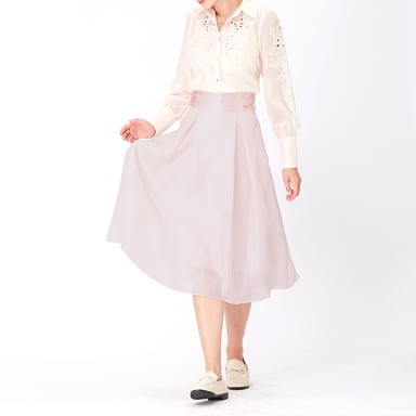 Flared organza and satin skirt