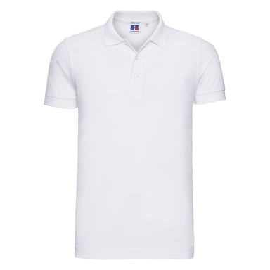 Russell Mens Stretch Short Sleeve Polo Shirt (White)