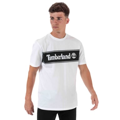 Men's Timberland YC Striped Logo T-Shirt in White