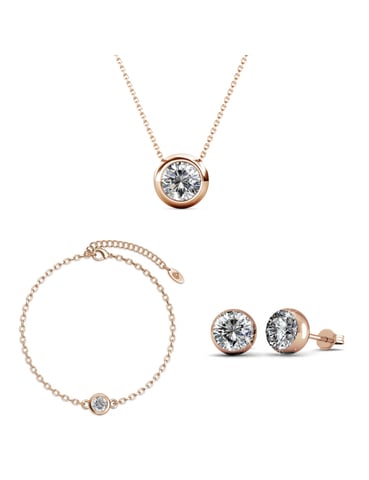 Parures Moon and Birth Stone - Or Rosé et Cristal