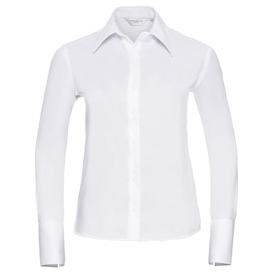 Russell Collection Womens/Ladies Ultimate Non-Iron Tailored Long-Sleeved Shirt (White)