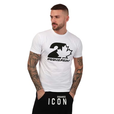 Heren Dsquared2 Esdoornblad Logo T-shirt In Wit