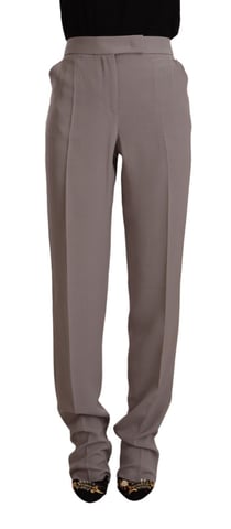Armani Women's Brown High Waist Silk Tapered Long Pants