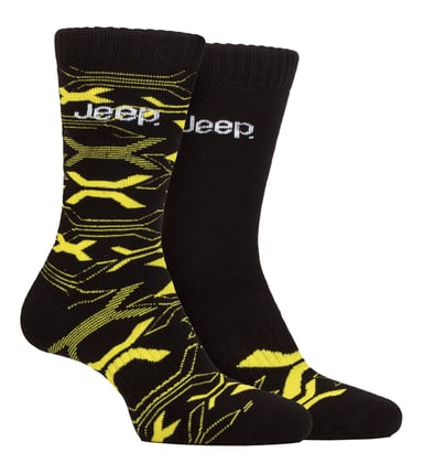 Mens Bamboo Work Boot Socks | Jeep | Soft and Breathable Thick Heavy Duty Cushioned Socks, Knit Ribbed Style Walking Socks - Black / Yellow