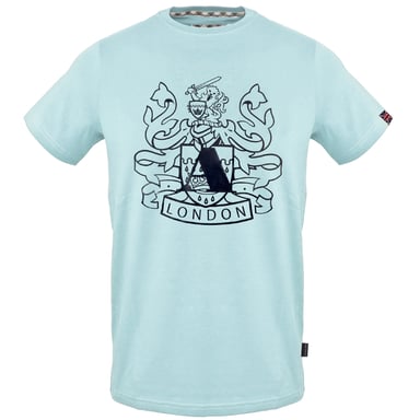 Aquascutum groot schild Aldis logo hemelsblauw T-shirt