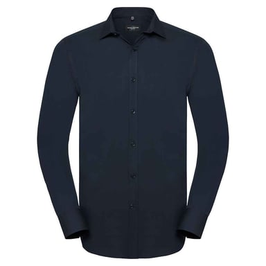 Russell Collection Mens Ultimate Stretch Slim Long-Sleeved Shirt (Bright Navy)
