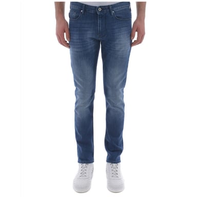 Emporio Armani Herr 5 Fickor Byxor Vanlig passform Ankellängd Blå