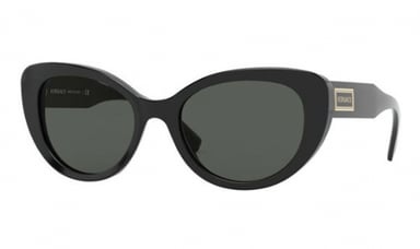 Versace Oval plastic Unisex Sunglasses Shiny Black / Grey