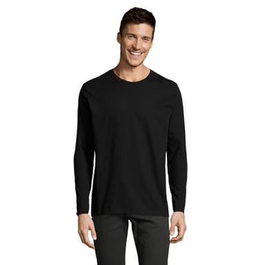 SOLS Mens Imperial Cotton Long-Sleeved T-Shirt (Deep Black)