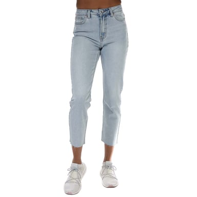 Only Emily rechte gescheurde jeans met hoge taille voor dames, lichtblauw