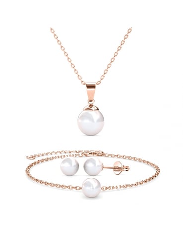 Mother Of Pearl Trio Set - Rose Gold And White