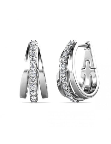 Aurielle Hoop Earrings - Silver and Crystal