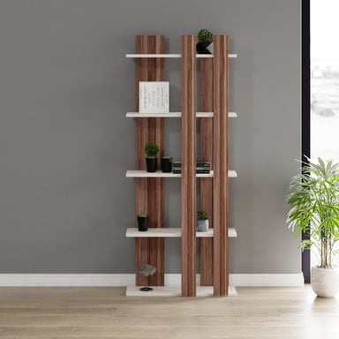 HOMEMANIA Tiny Bookcase, in Wallnut, White