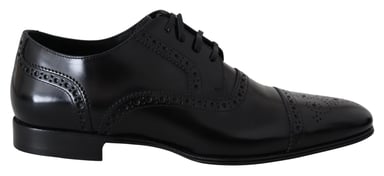 Dolce & Gabbana Black Leather Men's Derby Formal Loafers Shoes