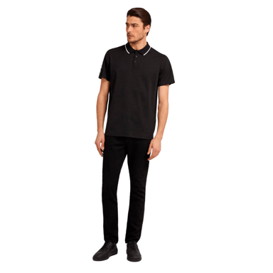 Guess Mens Pique Tape Polo Shirt Short Sleeve