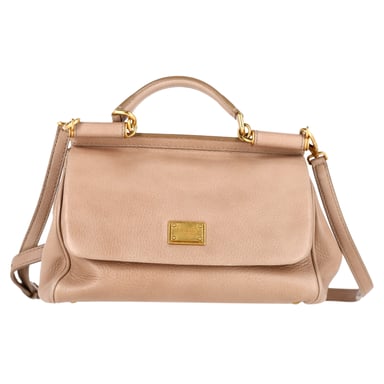 Dolce & Gabbana Large Sicily Hand Bag in Brown Calfskin Leather