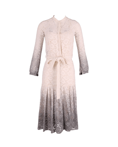Burberry Prorsum Degrade Lace Dress in Ombre White/Grey Triacetate