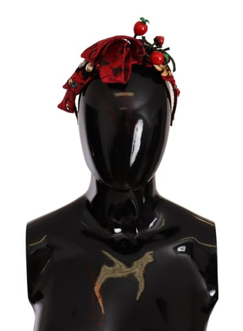 Dolce & Gabbana Women's Red Tiara Berry Fruit Crystal Bow Hair Diadem Headband