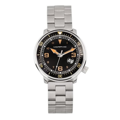 Morphic M74 Series Leather-Band Watch w/Magnified Date Display