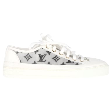 Louis Vuitton Monogram Nät Accent Lågtoppsneakers i Vitt Läder