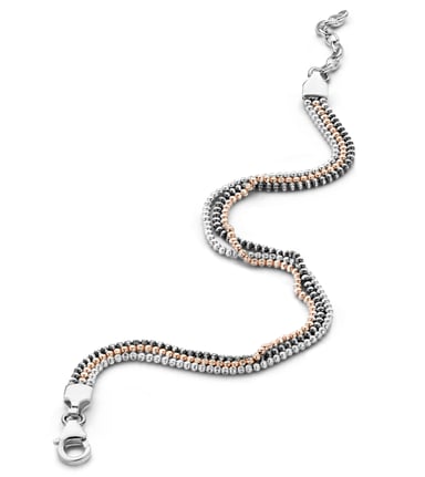 Orphelia Women's 925 Sterling Silver Bracelet - Silver/Rosegold/Black ZA-7203