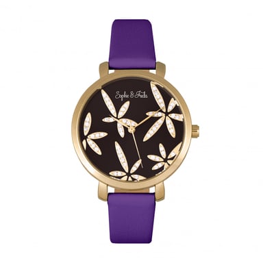 Sophie & Freda Key West horloge met leren band en Swarovski-kristallen