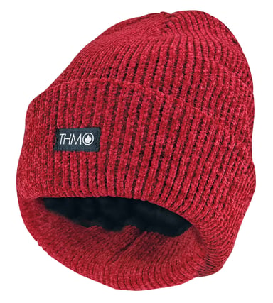 THMO - Dunsulate muts van 3 meter lang, chenille voor dames - Rood