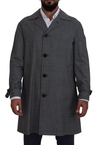 Plaid Wool Trench Coat